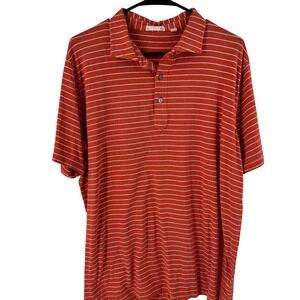 Tasc Performance Men's Orange Stripe Polo Shirt Short Sleeve Performance  XL